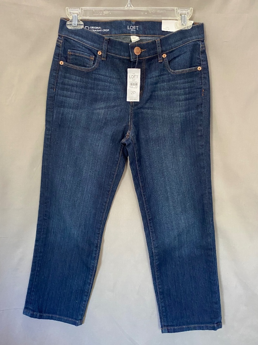 LOFT Original Straight Crop Petite Jeans dark blue size 2P (NWT)
